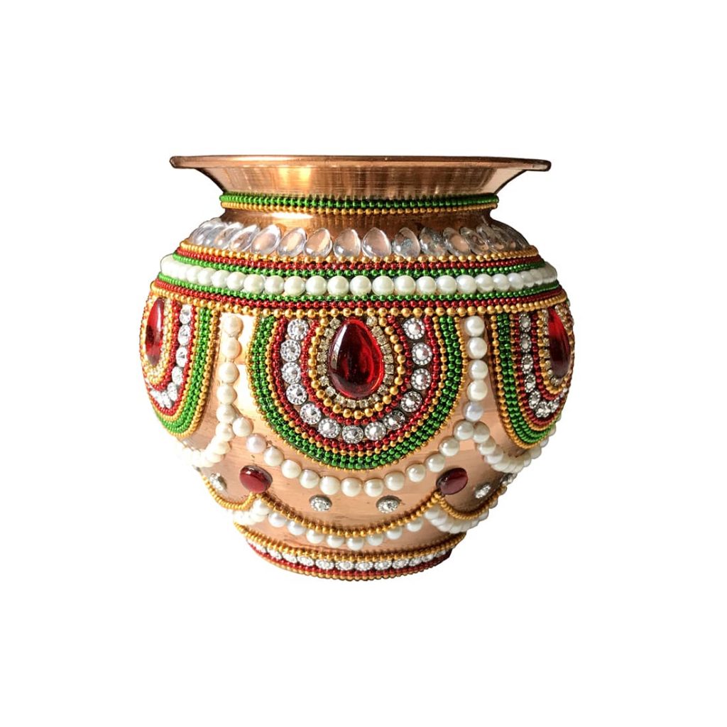 Decorative Copper Kundan Handcrafted Kalash 2 – aabhaas design and craft