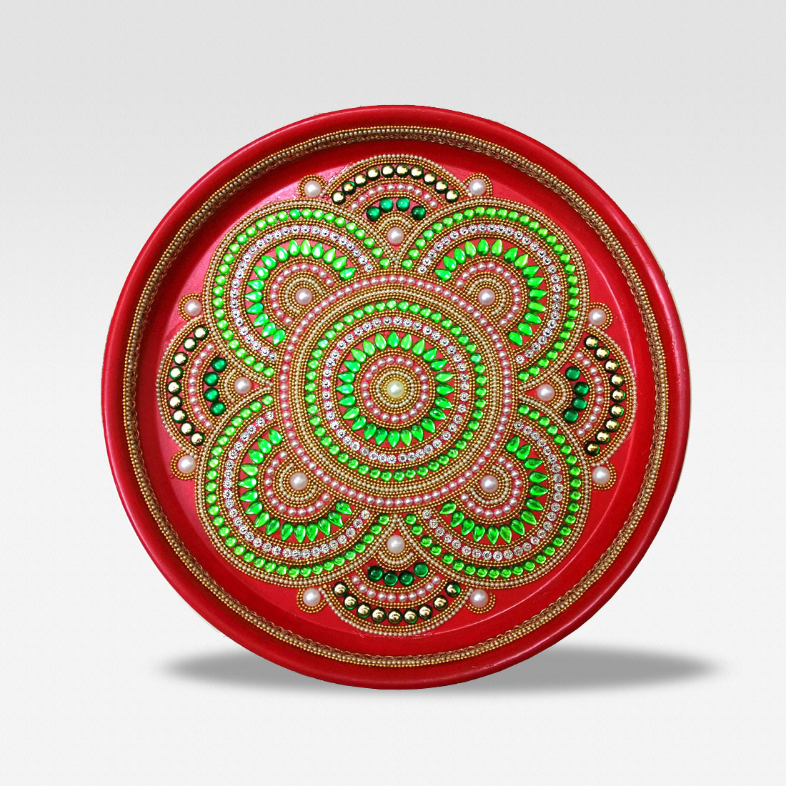 Kundan Decorated Thali – 01 – aabhaas design and craft