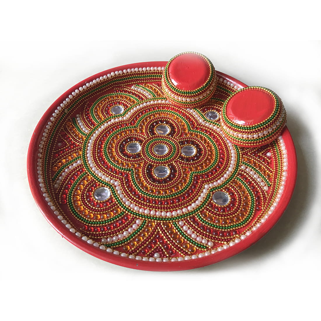 Kundan Decorated Thali – 03 – aabhaas design and craft