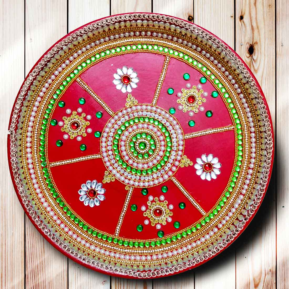 Kundan Decorated Thali – 04 – aabhaas design and craft