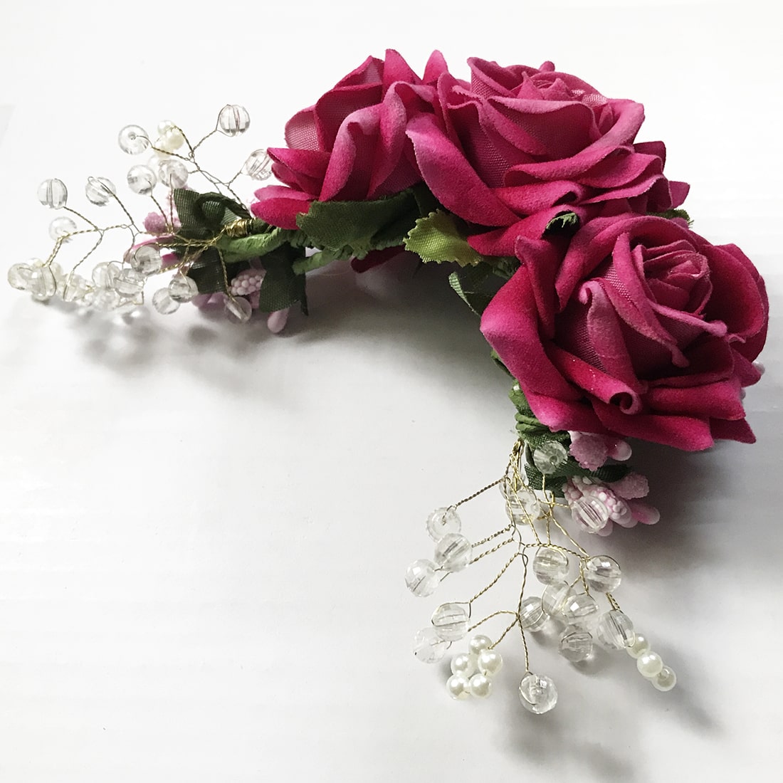 Dark Pink Rose Flowers Hair Brooch – aabhaas design and craft
